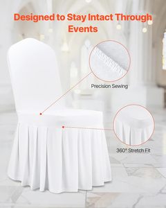 Housse de chaise de mariage en polyester blanc extensible avec volants, pour fêtes, banquets et décorations de mariage - Product Image 3