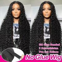 Perruque Lace Front Bouclée Profonde en Cheveux Humains 13x4 HD, Perruque Frontale Sans Colle en Cheveux Vierges, Ligne de Cheveux Naturelle pour Femmes Noires, Effet Cuir Chevelu Réaliste