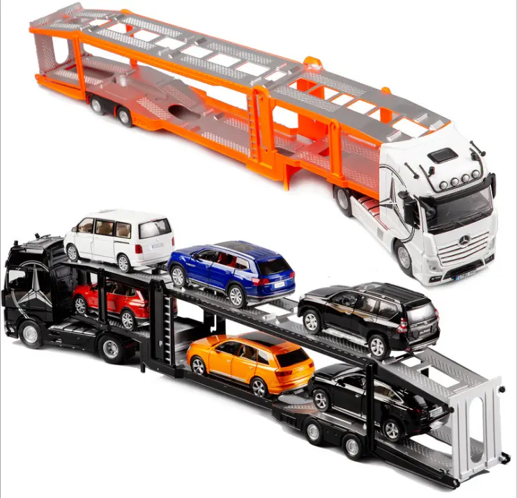 SH 1:32 벤츠 캐리지 트레일러 트럭 장난감 다이 캐스트 모델 컬렉션 및 크리 에이 티브 선물 합금 소리와 빛 자동차 장난감
