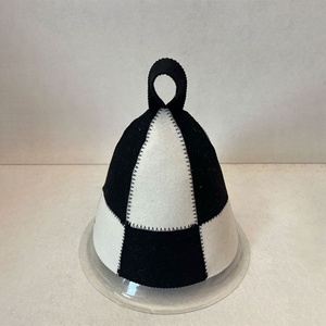 HKZB Custom Logo Wool Felt Sauna <b>Hat</b> Checkered Banya <b>Hat</b> Sauna Cap for Men <b>Women</b> to Protect Hair - Product Image 3