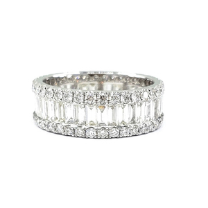 Bague de Fiançailles et de Mariage Classique en Or Blanc Massif 18 carats avec Diamants Baguette Véritables, Design Élégant, Haute Qualité, Fabrication Chinoise - Product Image 1