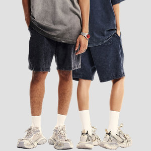 Pantalones cortos informales para hombre, pantalones cortos estampados lavados, pantalones cortos holgados personalizados de algodón - Product Image 1