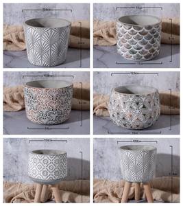 Maceta pequeña de cemento pintada a mano <span class=keywords><strong>con</strong></span> cara creativa, <span class=keywords><strong>macetas</strong></span> de escritorio de estilo americano, maceta de flor de planta verde suculenta - Product Image 4