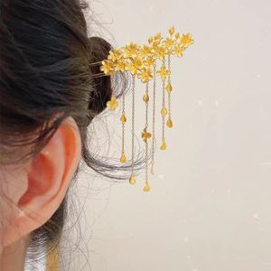 Gioielli per <span class=keywords><strong>capelli</strong></span> con fiori intagliati <span class=keywords><strong>dorati</strong></span> ciondoli lunghi con nappine per <span class=keywords><strong>capelli</strong></span> - Product Image 1