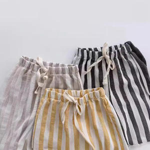 Vêtements pour bébés, printemps-été, <span class=keywords><strong>pantalon</strong></span> rayé en <span class=keywords><strong>lin</strong></span> et coton respirant anti-moustiques pour filles et garçons - Product Image 3