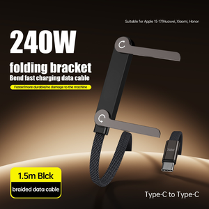 Cable de Carga Ultra Rápida con Soporte Invisible, USB C a USB C, Cargador de Teléfono con Soporte Plegable en Forma de T, Cable Multifuncional Tipo C - Product Image 2