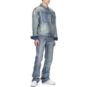 Custom Five-pocket Styling Waxed Non-stretch Denim <b>Jeans</b> Regular Blue Wax Denim <b>Jeans</b> <b>Men</b> - Product Image 5