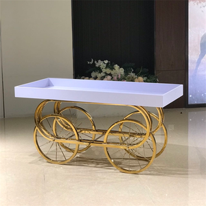 Carrito de dulces metálico blanco para decoraciones para fiestas de bodas en interiores/exteriores y accesorios de cumpleaños al por mayor - Product Image 2