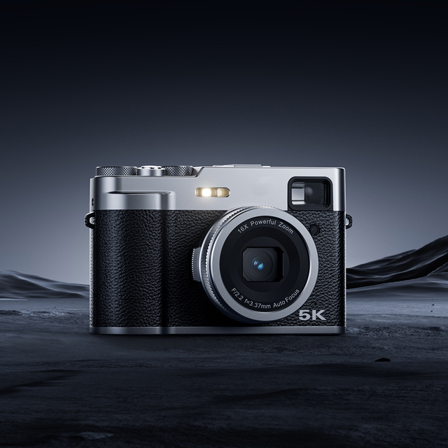 Cinema-Style 5K Compact Digital Camera with Retro Dual Autofocus Lens 2.8-inch LCD Selfie Features for Vlog Mirrorless Camera