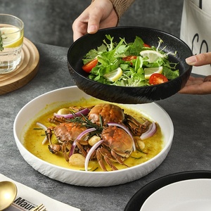 Platos de Cena de Porcelana Japonesa, Elegantes, Negros y Blancos, con Patrón Sólido, Estilo Japandi, No Tóxicos, Aptos para Lavavajillas, para <span class=keywords><strong>Restaurante</strong></span> - Product Image 5