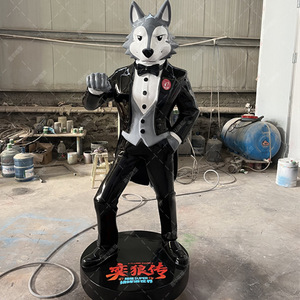 Sculpture de loup-garou en fibre de verre, faite à la main, pour l'extérieur, à poser au sol, statues décoratives - Product Image 3