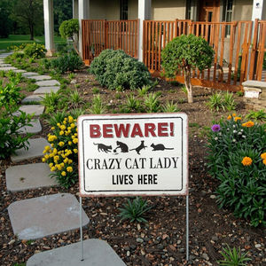 ของตกแต่งสวนทำจากโลหะอลูมิเนียมพิมพ์ลายยูวีแนวโบราณรูปทรงสี่เหลี่ยมผืนผ้าพร้อมธีมแมว - Product Image 3