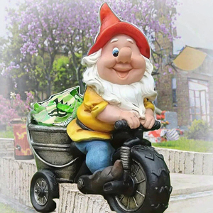 Lùn trên xe đạp nhựa thủ công bức tượng phổ biến Patio vườn Gnome trang trí điêu khắc ông già trang trí - Product Image 3
