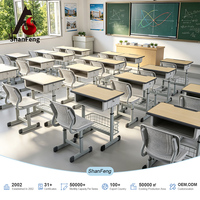 Ensemble chaise et pupitre scolaire en plastique PP, écologique, robuste, réglable, mobilier pour élèves, salle de classe, éducation primaire et secondaire