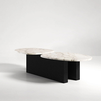Table basse en marbre à double dalle de forme libre Dream Home, structure entièrement en marbre, table centrale minimaliste