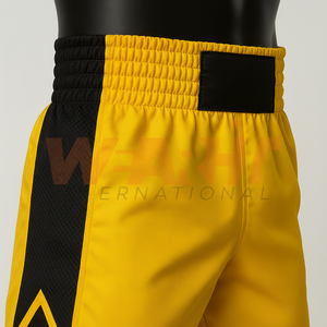 Personalizado amarillo y negro de cintura media MMA Kickboxing pantalones cortos de entrenamiento Casual sólido patrón Bermud - Product Image 1