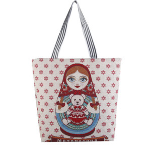 Sac Tendance 2025 bolso de hombro de estilo ruso bolso de lona para estudiantes bolso de mujer de muñeca de tela bordada de dibujos animados - Product Image 4