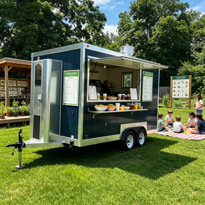 Remorque alimentaire personnalisée avec station de préparation de salades et réfrigérateur pour bols de salades <span class=keywords><strong>bio</strong></span> fraîches dans un parc familial nord-américain - Product Image 1