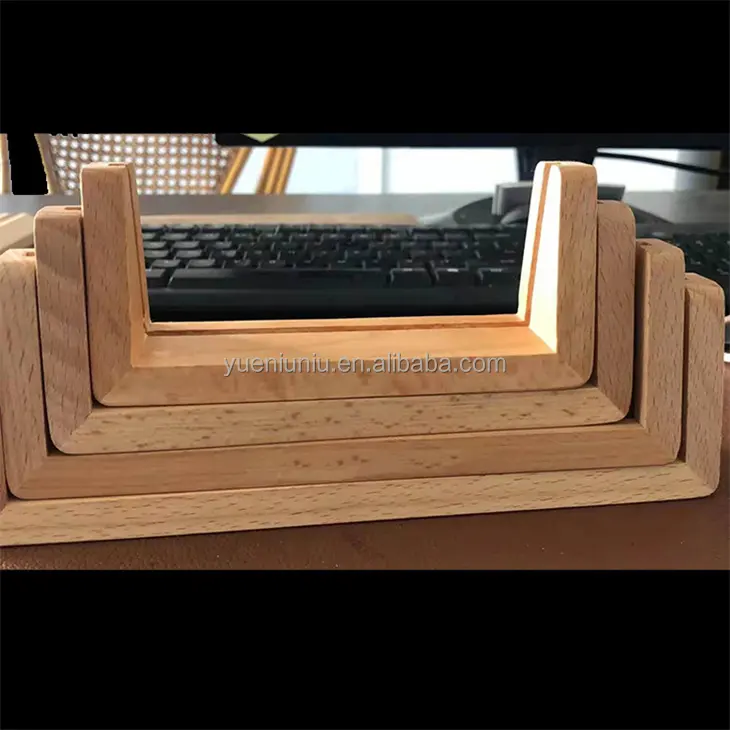 Calendar Postcard Base wood photo frame acrylic U-shaped bottom seat custom high quality solid wood photo frame wooden base