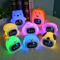 Mignon Chien Ours Chat Hibou Toucher Veilleuse USB Rechargeable Antichute Sommeil Formation Horloges Ok pour Réveil Horloge pour Enfants Chambre