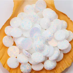 高品质 6毫米圆形凸面型切割白色OP17 蛋白石宝石