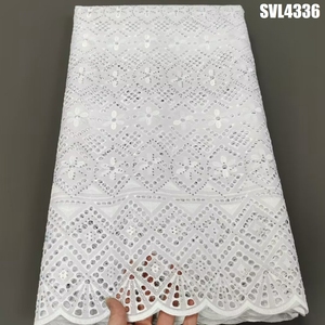 Wedding Dress <strong>White</strong> Dry Lace swiss <strong>Voile</strong> 100% Cotton Lafaya Lace African French Lace Fabric Women Clothing Kanuri Dressing - Product Image 4