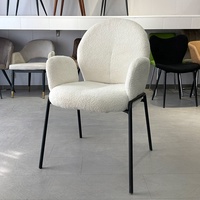 2024 nouveau nordique moderne confortable blanc Beige Teddy tissu Accent salon fauteuil sherpa velours fauteuils avec pieds en métal