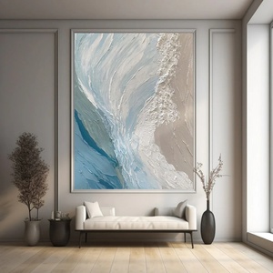 Peinture texturée, grande œuvre abstraite bleue, art mural texturé épais, peinture à l'huile encadrée sur toile pour la maison et la galerie - Product Image 2