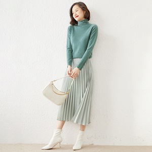 Suéter de Punto con <span class=keywords><strong>Cuello</strong></span> Alto y Dobladillo Rizado para Mujer, Mezcla de Lana, Invierno 2025, Nuevo, Holgado, Antipilling, Color Sólido, con Botones, Estilo Casual - Product Image 4