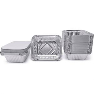 Rectangle Square Disposable Aluminum <b>Foil</b> Baking Pan Takeout Food <b>Container</b> Food Grade Plastic Lid Custom Size Kitchen Use - Product Image 1