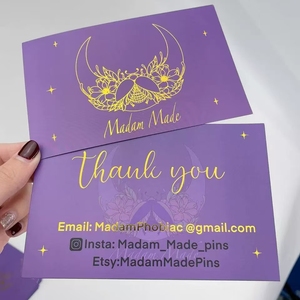 บัตรแสดงความขอบคุณสำหรับการเยี่ยมชมบัตรอวยพรการพิมพ์ฟอยล์สีเงินสีทองหรูหราแบบกำหนดเอง - Product Image 3