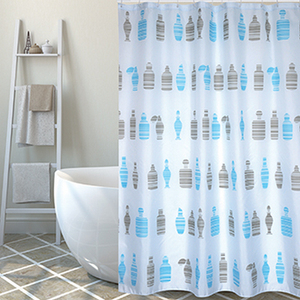 Cortina de Ducha de Tela de Poliéster Moshi, 180x200 cm, Azul, Decoración para Baño - Product Image 1