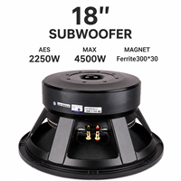 Subwoofer PA professionnel de 18 pouces, 2250W AES, 4500W de pointe, haut-parleur de scène haute puissance, bobine vocale de 150 mm, double aimant de 300 mm, coque métallique