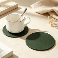 Sous-verres ronds en cuir véritable personnalisés en gros, imperméables et résistants à la chaleur, pour tasses à café, pour la maison et le bureau