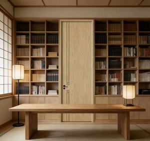 <span class=keywords><strong>Porte</strong></span> intérieure japonaise style Wabi-Sabi Senji en MDF, design minimaliste, texture bois, idéale pour hôtels et appartements - Product Image 3