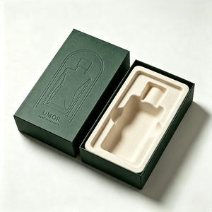 OEM Custom Logo Debossing Lid and Base Perfume Box with <b>Pulp</b> Molded Inner Tray - Luxury Biodegradable Cardboard Gift Packaging - Product Image 1
