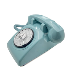 Blue Color Retro <strong>Vintage</strong> Corded <strong>Telephone</strong> Rotary Type Turning <strong>Table</strong> with Audio Message Recording Guest Book for Weddings - Product Image 3