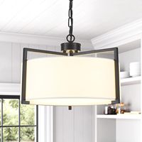 Nouvelle suspension moderne chinoise en forme de tambour avec abat-jour en lin blanc pour cuisine, chambre, couloir, salle à manger