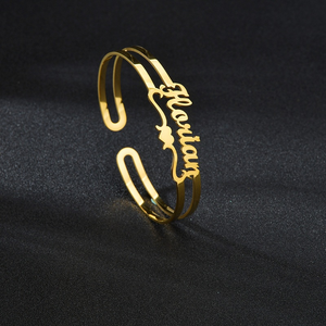 <strong>Customized</strong> Name Letter <strong>Cuff</strong> <strong>Bracelet</strong> Waterproof Opening PVD18k Gold-plated Stainless Steel <strong>Bracelet</strong> <strong>Bracelet</strong> Jewelry for Women - Product Image 5