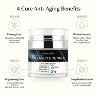 Crème de nuit raffermissante pour le visage OEM ODM 50g, biologique, végétalienne, à base d'acide hyaluronique, de glycérine, de beurre de karité, de vitamine E, pour tous types de peaux, soin du visage