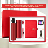 Luxe op maat gemaakte logo 7-in-1 zakelijke geschenkset, promotionele relatiegeschenken, smartwatch, fles, paraplu, notitieboek, luxe geschenkdoos