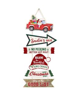 ป้ายไม้แขวนผนังงานฝีมือสไตล์วินเทจลายพื้นบ้านสำหรับคริสต์มาส ขนาด 35x57.5x0.6 ซม. เชือกเป็นมิตรกับสิ่งแวดล้อม ตกแต่งบ้าน ขายดี - Product Image 5