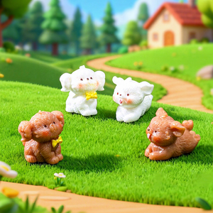 Graziosa Statuetta di Cane Teddy, Mini Ornamento per Decorazione Fai-da-Te di Giardini e Paesaggi Agricoli - Product Image 2