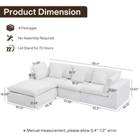 Modernes Wohnzimmer Wohnzimmer Sofa Set Möbel Weiß 35D Hoch dichtes Schaums ofa L-förmige Ecke Modulare Sofas Schnitts ofa