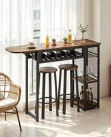 Meilleure Vente : Table à Manger Industrielle Extensible avec 2 Tabourets de Bar, Porte-Bouteilles et Étagères de Rangement Ajustables à 3 Niveaux