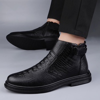 Sepatu Chelsea Kulit Sapi Pria, Model Tinggi dengan Ritsleting, Kulit Asli, Anti-Selip, Sol Datar Lembut (PU), Ukuran 38-46 untuk Musim Panas dan Dingin