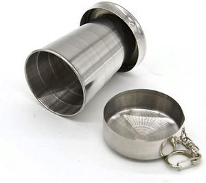 Camping Travel Camping Portable Mug Stainless Telescopic Stainless Steel Folding Water Drinking Cup with <b>Key</b> <b>Chain</b> - Product Image 1
