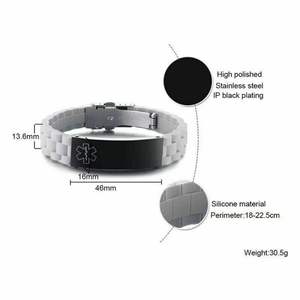 당뇨병 의료 경보 팔찌 <span class=keywords><strong>316l</strong></span> 스테인레스 스틸 PVD 18k 도금 보석 맞춤형 조정 가능한 당뇨병 팔찌 인식 - Product Image 5