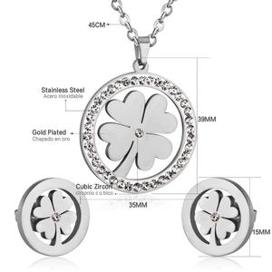 Joyería Fina de Moda para Uso Diario, Chapado en Oro de 18k, Cristal Australiano, Juego de Joyería con Colgante de Cuatro Hojas de Marca Famosa - Product Image 6
