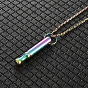 Custom Logo Stainless Steel Meditation Breath Relief Pendant Necklace Round Tube <b>Whistle</b> Anxiety Breathing Necklace - Product Image 6
